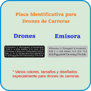 Placa identificativa drones carreras